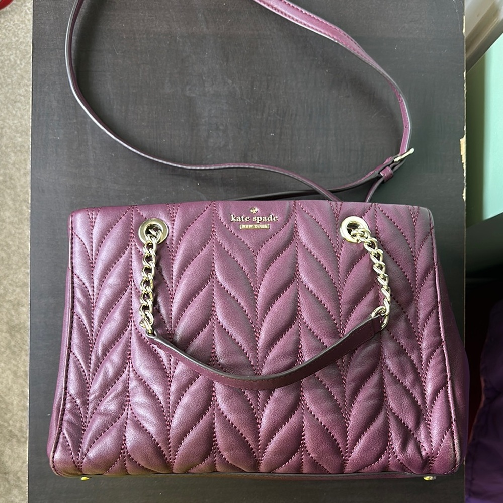 Kate Spade Purple Quilted Shoulder Bag with Gold Accents